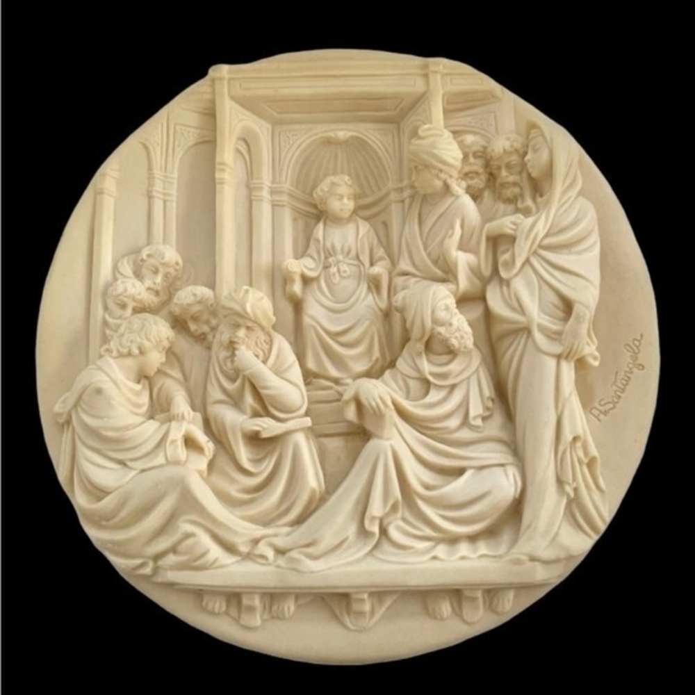 Studio Dante Di Volteradici Cristo Fra I Dottori Alabaster Plate 8.5" Ghiberti